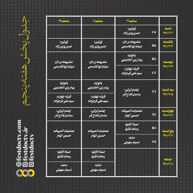 جدول پخش مستندهای جشنواره تلویزیونی مشخص شد